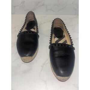 Christian Louboutin Studded Espadrilles in Black Leather